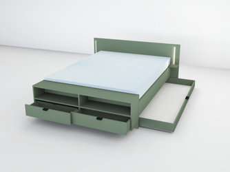 Łóżko ESTELLA Led Dymiona Zieleń z szufladą na pościel